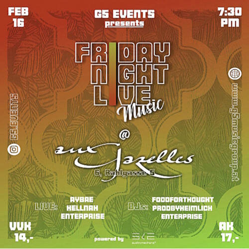 --- G5 presents: Friday Night Live @ Aux Gazelles